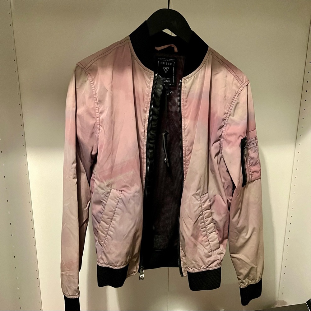 Camo Wash Nylon Cargo Bomber Jacket